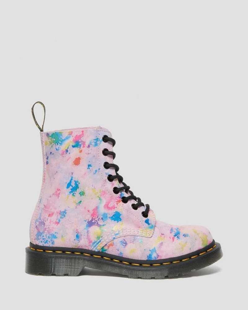 Pink Dr. Martens 1460 Pascal Confetti Suede Lace Up Boots | OQCPZ4569