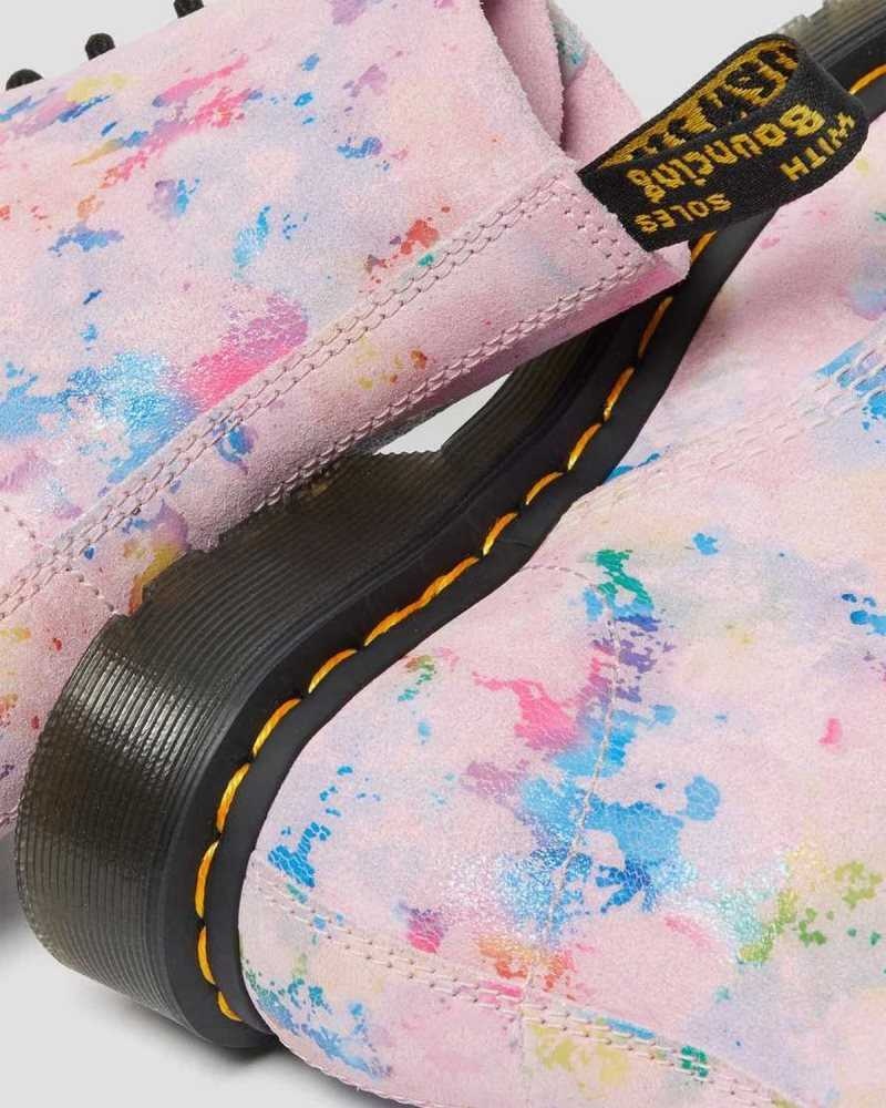 Pink Dr. Martens 1460 Pascal Confetti Suede Lace Up Boots | OQCPZ4569