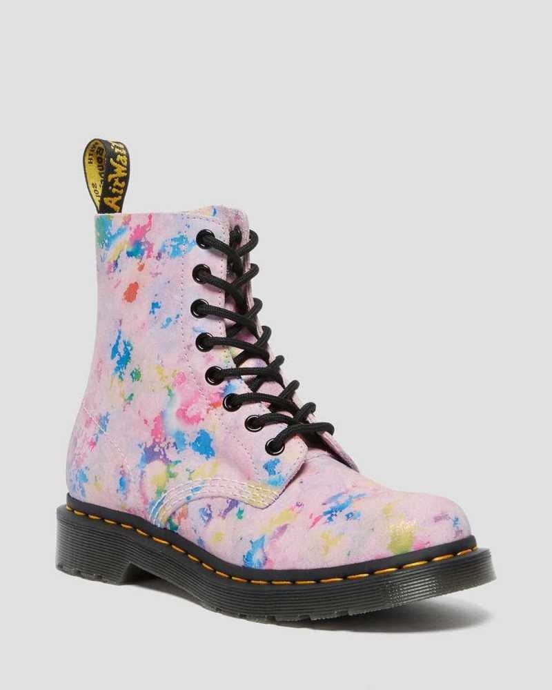 Pink Dr. Martens 1460 Pascal Confetti Suede Lace Up Boots | OQCPZ4569