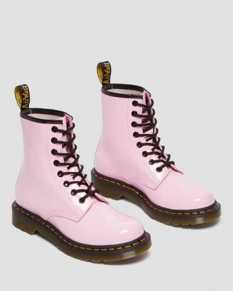 Pink Dr. Martens 1460 Patent Leather Lace Up Boots | DKMEF1809