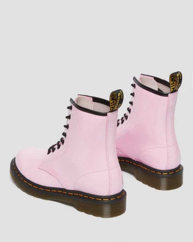 Pink Dr. Martens 1460 Patent Leather Lace Up Boots | DKMEF1809