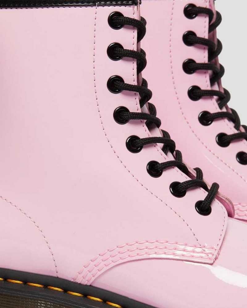 Pink Dr. Martens 1460 Patent Leather Lace Up Boots | DKMEF1809