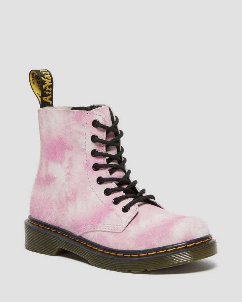 Pink Dr. Martens Junior 1460 Pascal Tie Dye Lace Up Boots | WNRAZ2953