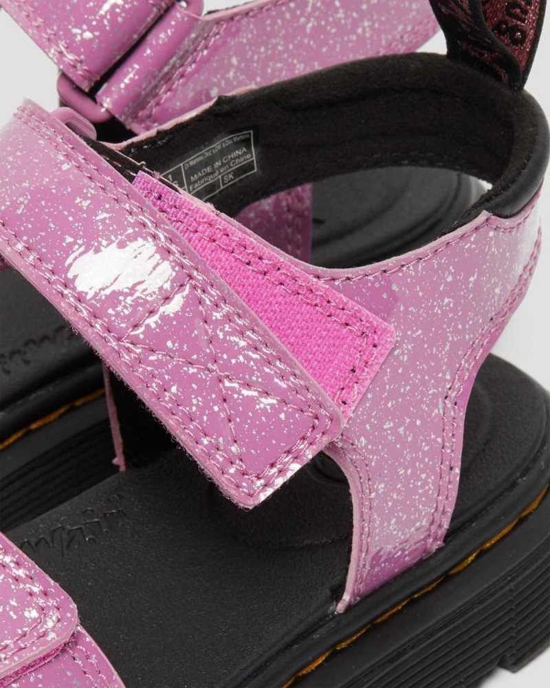 Pink Dr. Martens Junior Klaire Glitter Sandals | QGICR0695