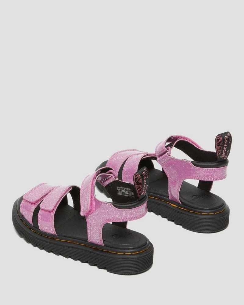 Pink Dr. Martens Junior Klaire Glitter Sandals | QGICR0695