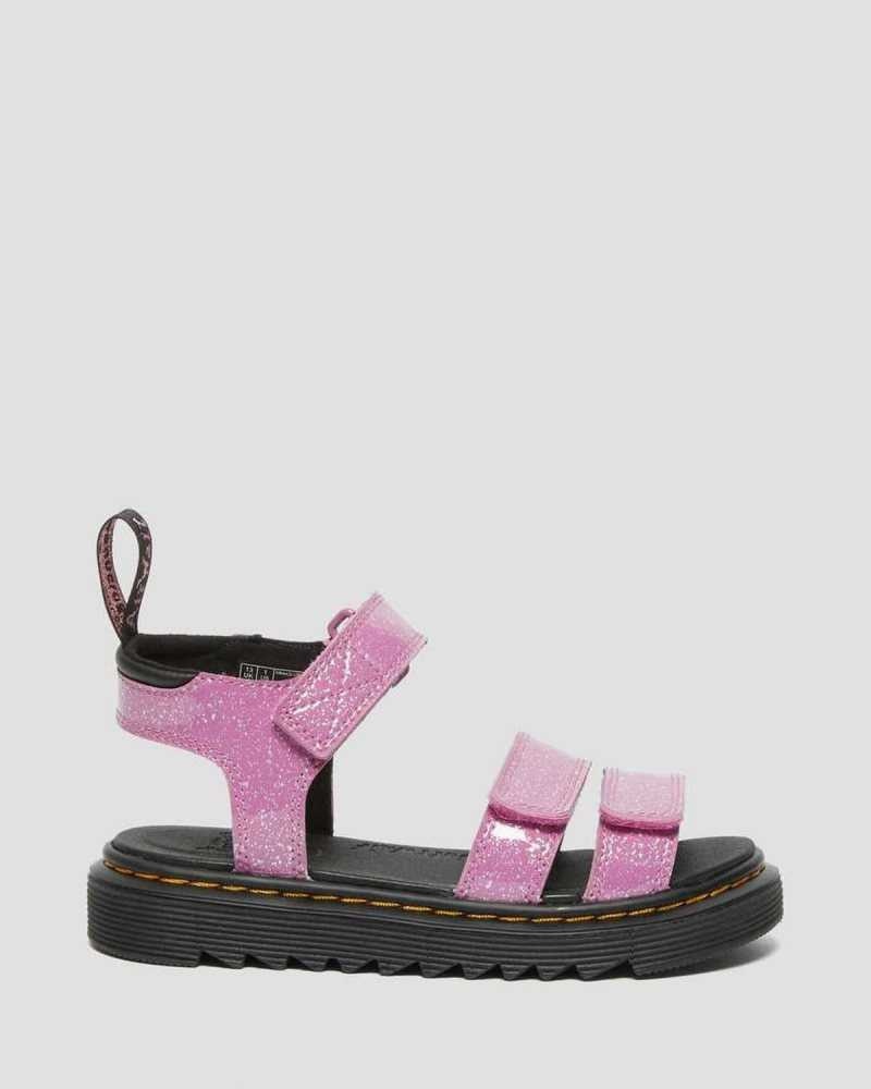 Pink Dr. Martens Junior Klaire Glitter Sandals | QGICR0695