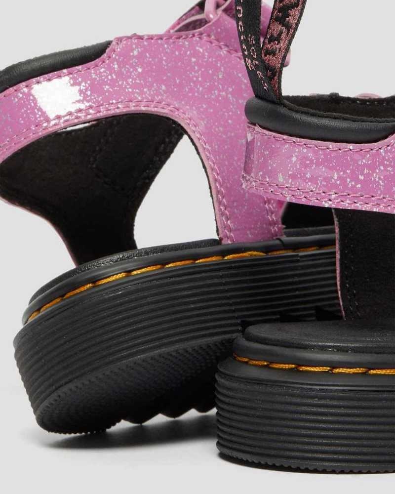 Pink Dr. Martens Junior Klaire Glitter Sandals | QGICR0695