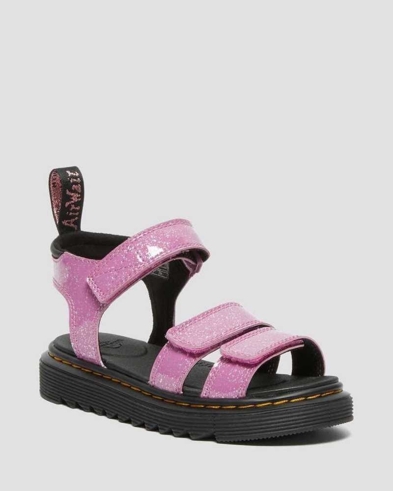 Pink Dr. Martens Junior Klaire Glitter Sandals | QGICR0695