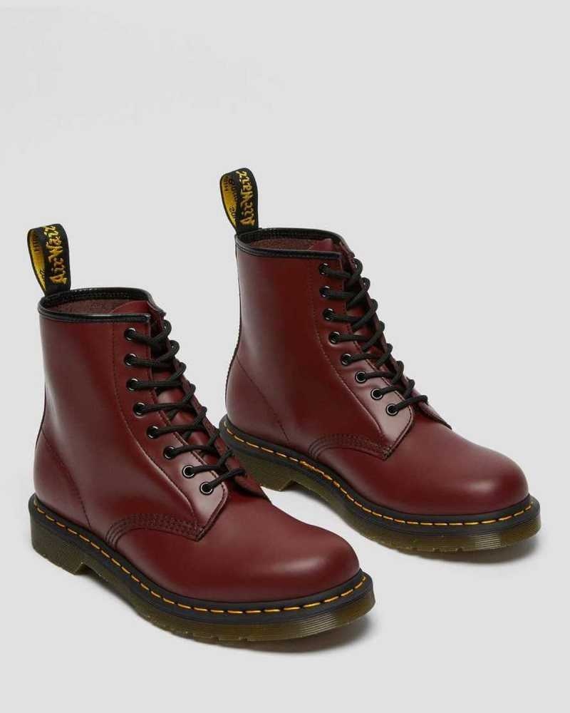 Pink Red Dr. Martens 1460 Smooth Leather Lace Up Boots | UVISC5371