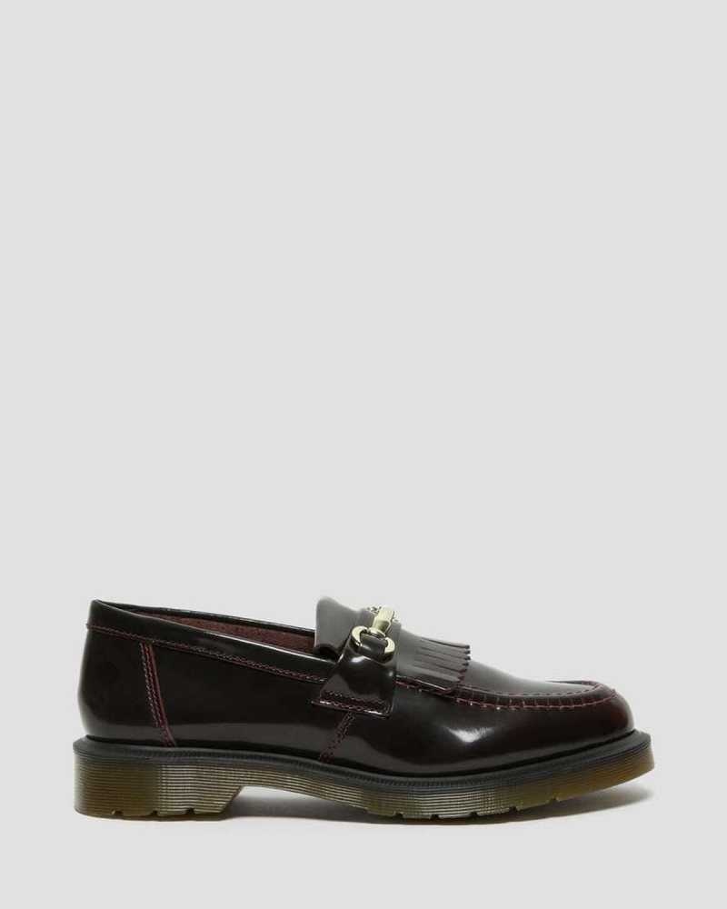 Pink Red Dr. Martens Adrian Snaffle Smooth Leather Kiltie Loafers | OIWYE1653