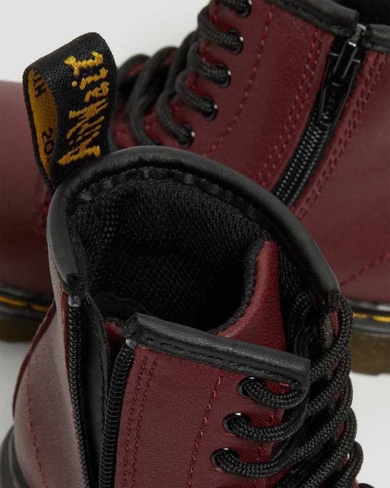 Pink Red Dr. Martens Toddler 1460 Softy T Leather Lace Up Boots | VUIPJ0158