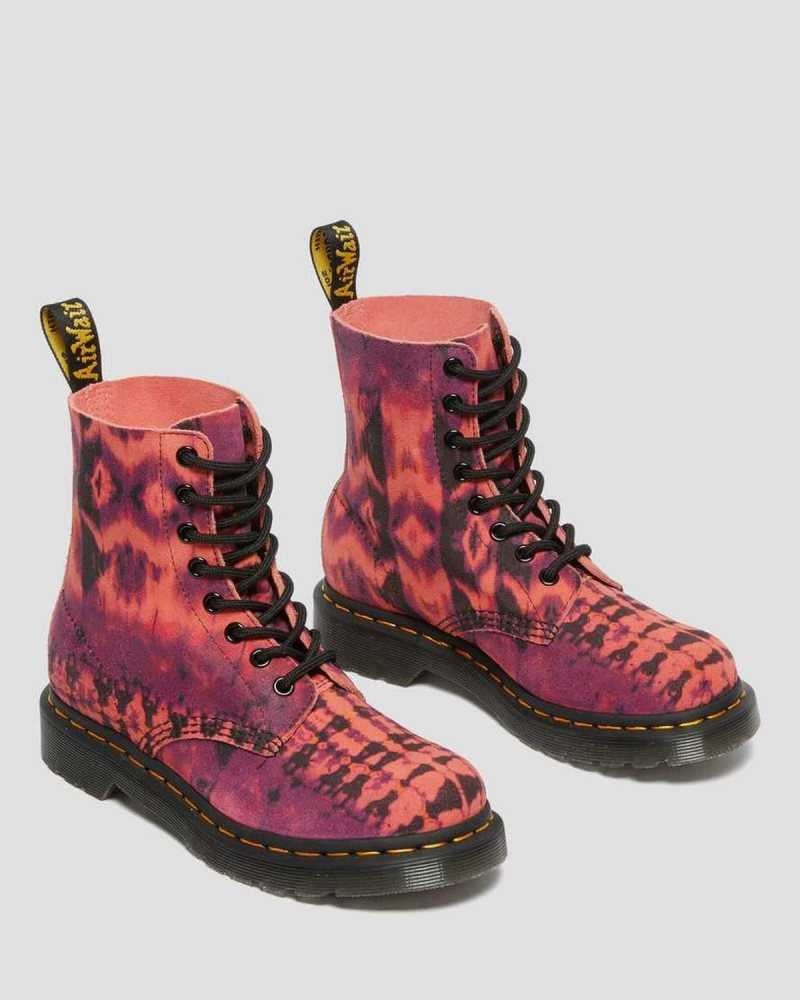 Purple Dr. Martens 1460 Pascal Tie Dye Leather Lace Up Boots | ZQFVP7962