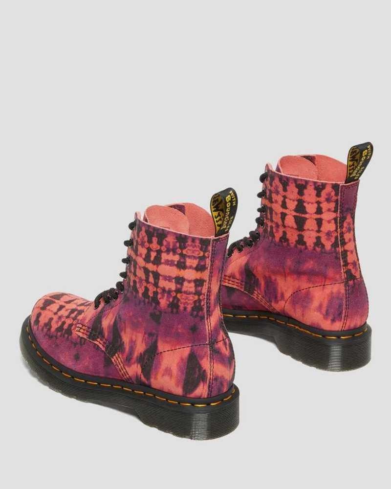 Purple Dr. Martens 1460 Pascal Tie Dye Leather Lace Up Boots | ZQFVP7962