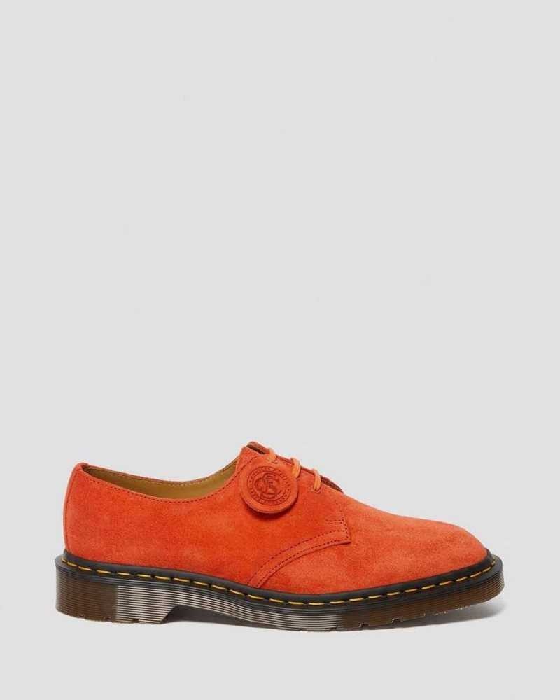 Red Dr. Martens 1461 Suede Oxford Shoes | ABDPR1784