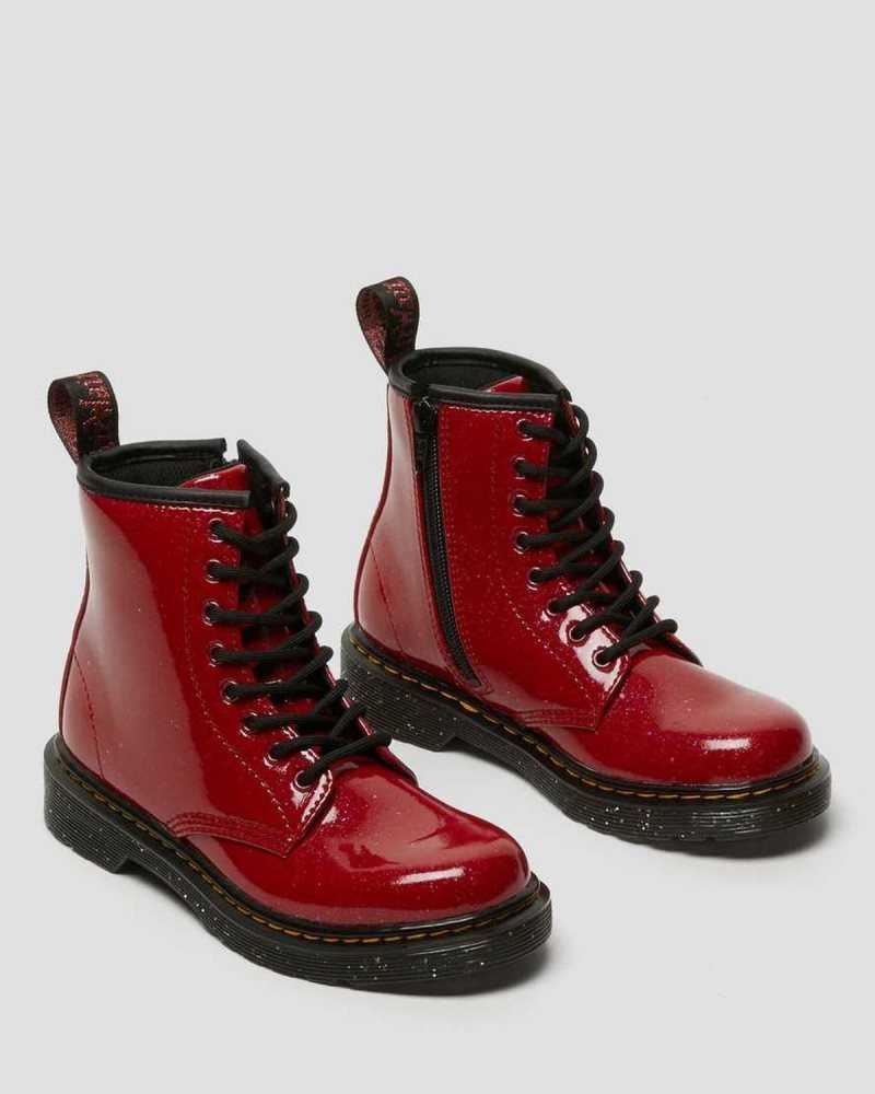 Red Dr. Martens Junior 1460 Glitter Lace Up Boots | OGCWT5840