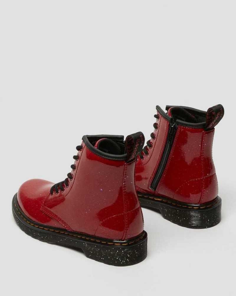 Red Dr. Martens Junior 1460 Glitter Lace Up Boots | OGCWT5840