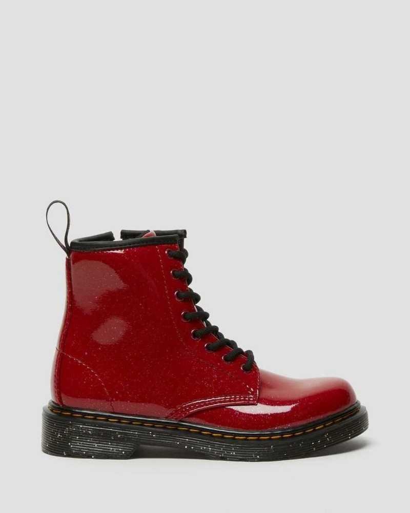 Red Dr. Martens Junior 1460 Glitter Lace Up Boots | OGCWT5840