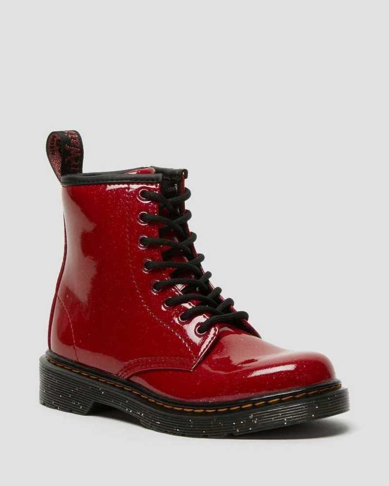 Red Dr. Martens Junior 1460 Glitter Lace Up Boots | OGCWT5840