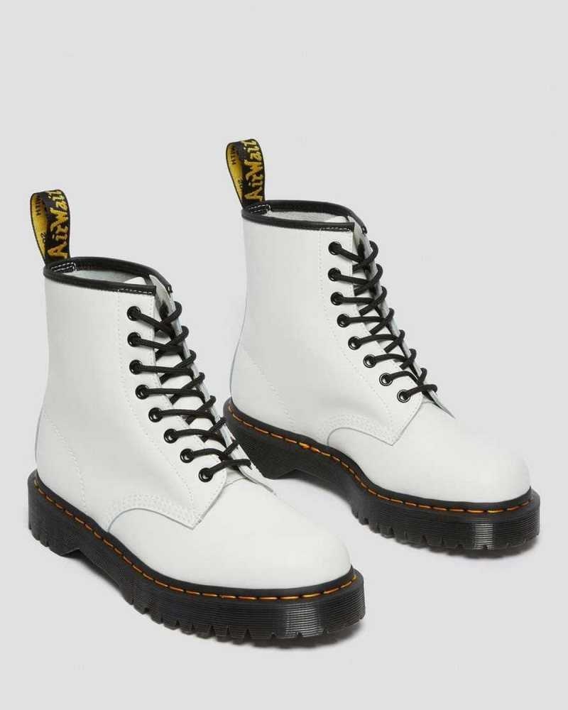 White Dr. Martens 1460 Bex Smooth Leather Platform Boots | AGBJV3075