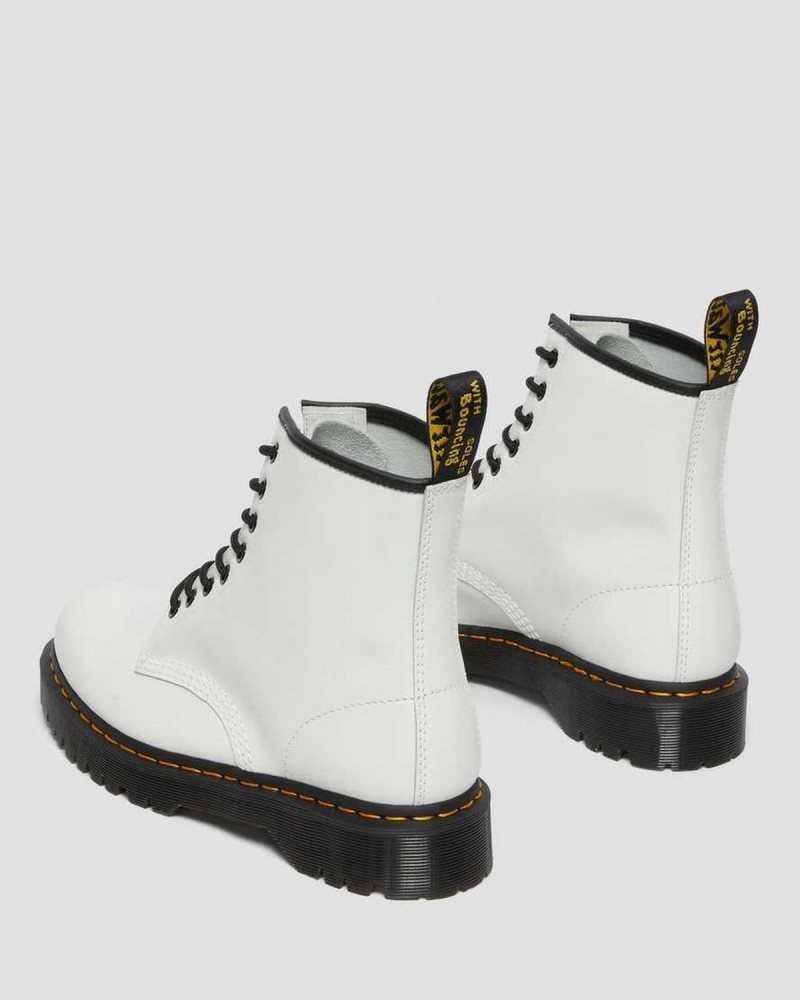 White Dr. Martens 1460 Bex Smooth Leather Platform Boots | AGBJV3075