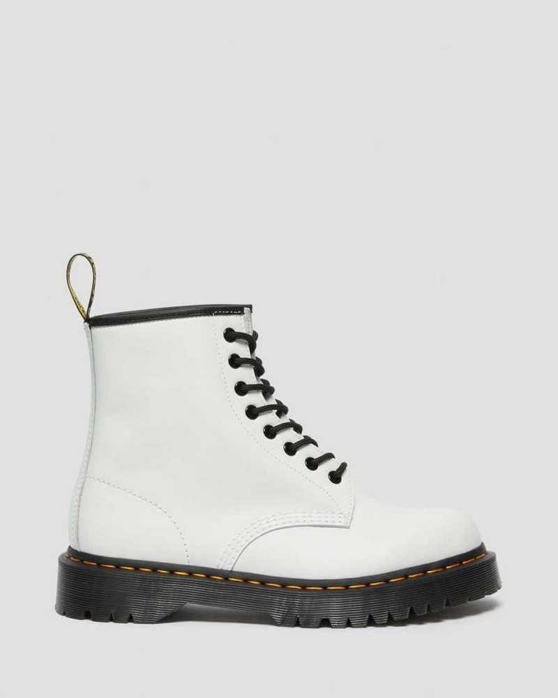 White Dr. Martens 1460 Bex Smooth Leather Platform Boots | AGBJV3075