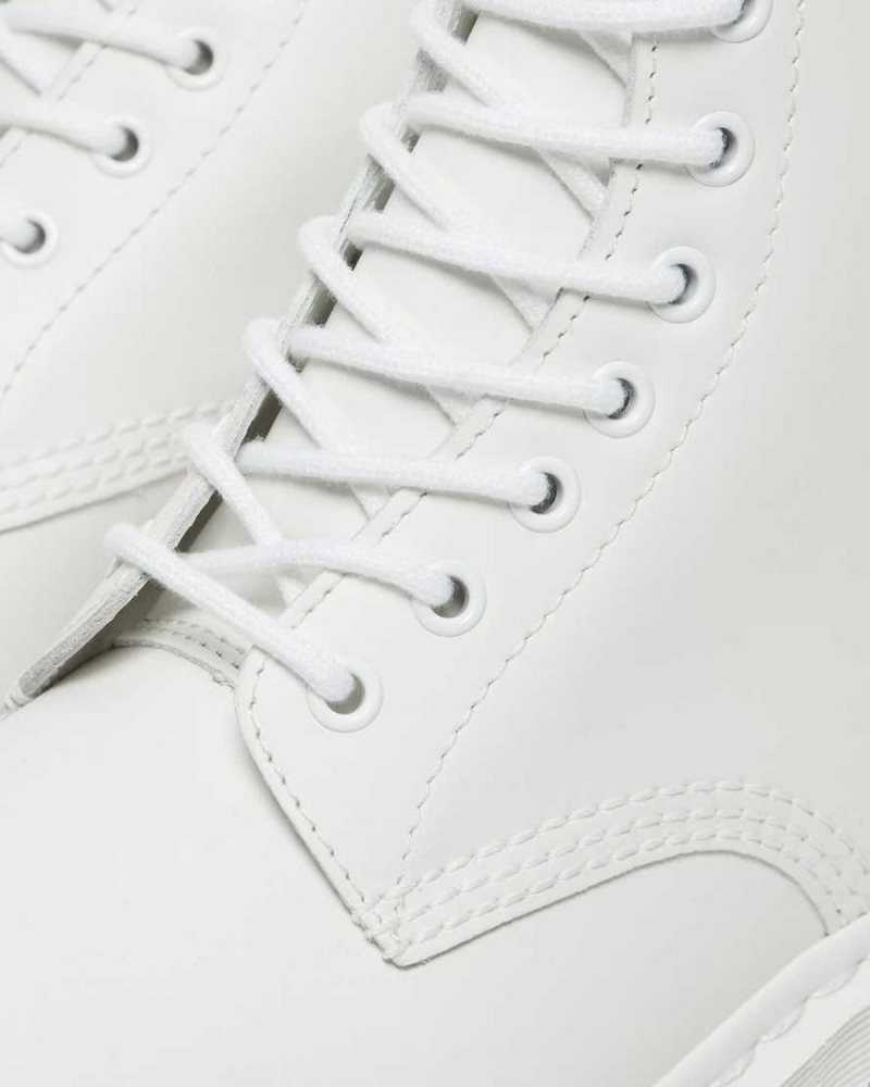 White Dr. Martens 1460 Mono Smooth Leather Lace Up Boots | ODJLR1453