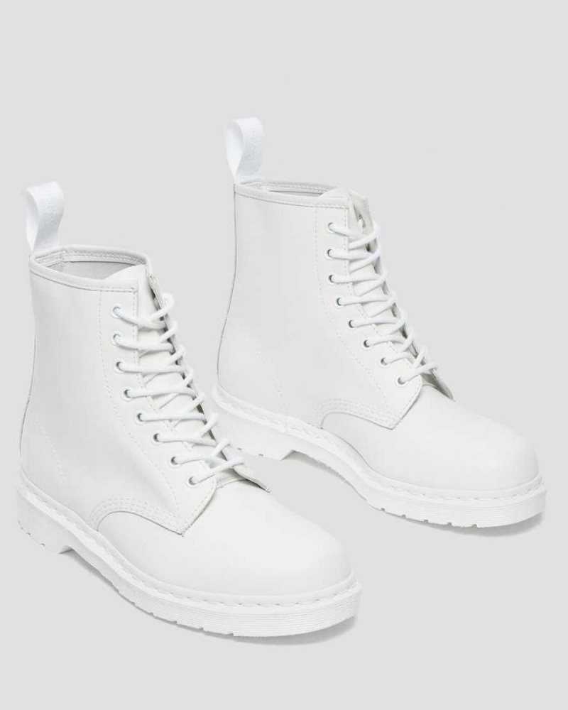 White Dr. Martens 1460 Mono Smooth Leather Lace Up Boots | ODJLR1453