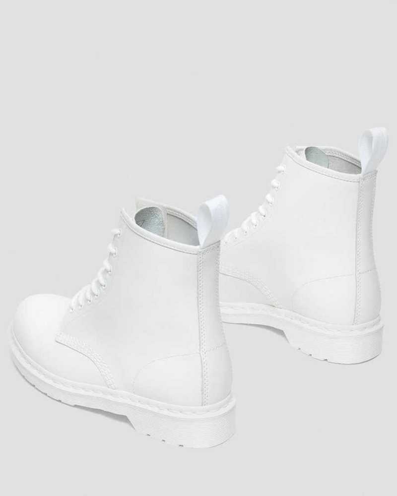 White Dr. Martens 1460 Mono Smooth Leather Lace Up Boots | ODJLR1453