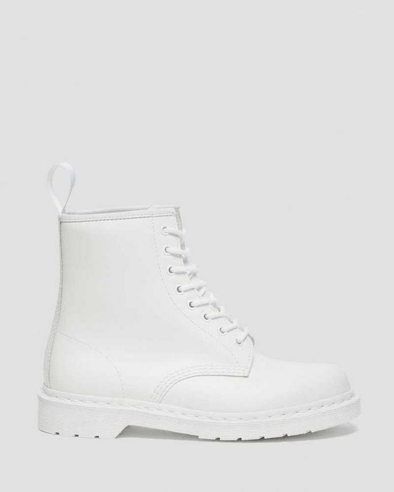 White Dr. Martens 1460 Mono Smooth Leather Lace Up Boots | ODJLR1453