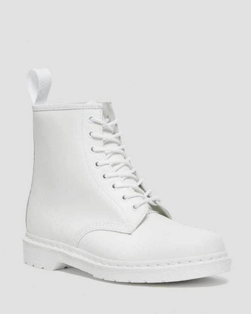 White Dr. Martens 1460 Mono Smooth Leather Lace Up Boots | ODJLR1453