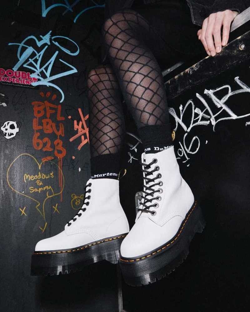 White Dr. Martens 1460 Pascal Max Leather Platform Boots | ARVFE7843