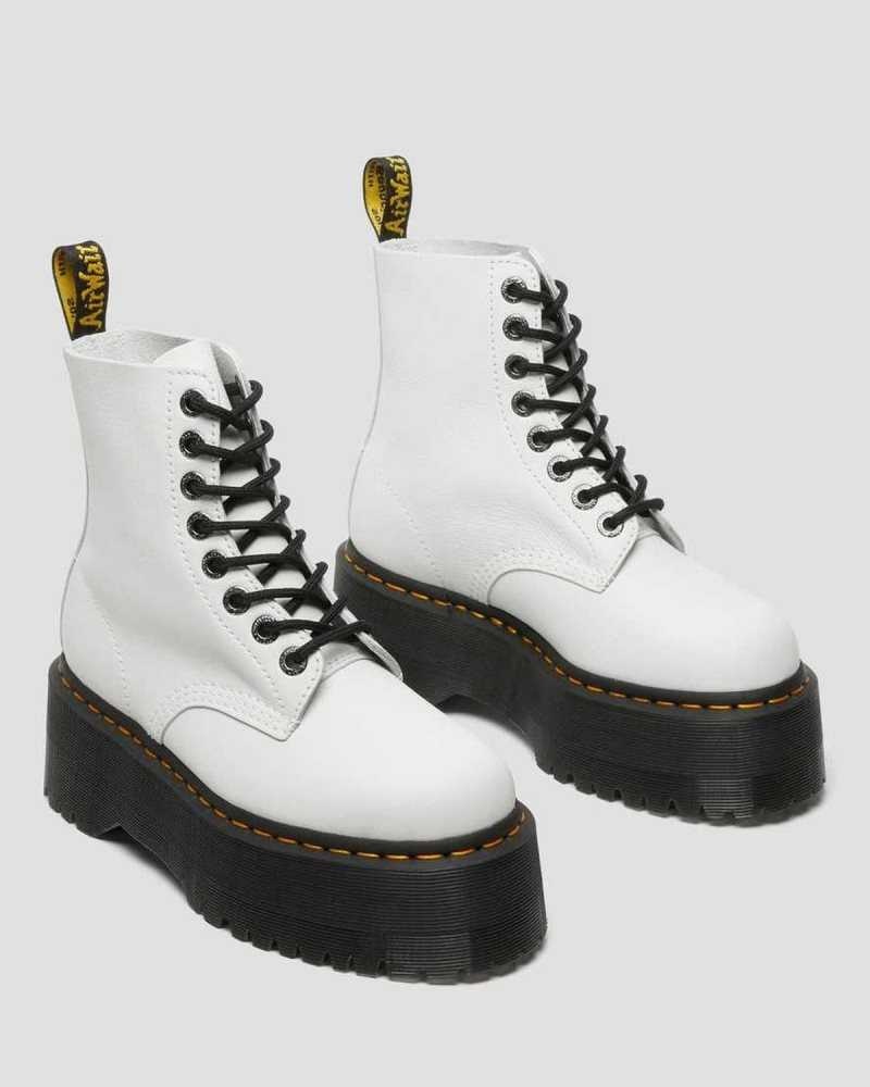 White Dr. Martens 1460 Pascal Max Leather Platform Boots | ARVFE7843