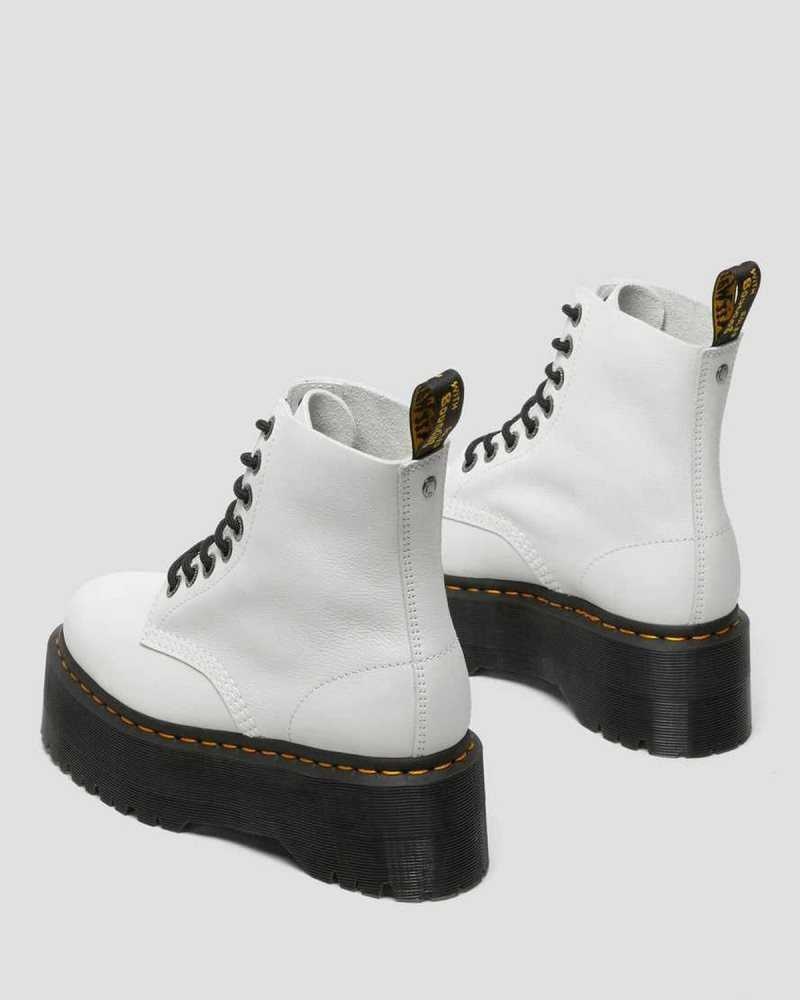 White Dr. Martens 1460 Pascal Max Leather Platform Boots | ARVFE7843