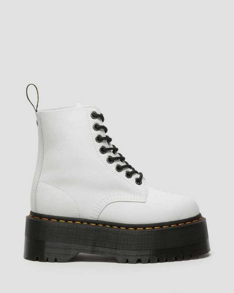 White Dr. Martens 1460 Pascal Max Leather Platform Boots | ARVFE7843