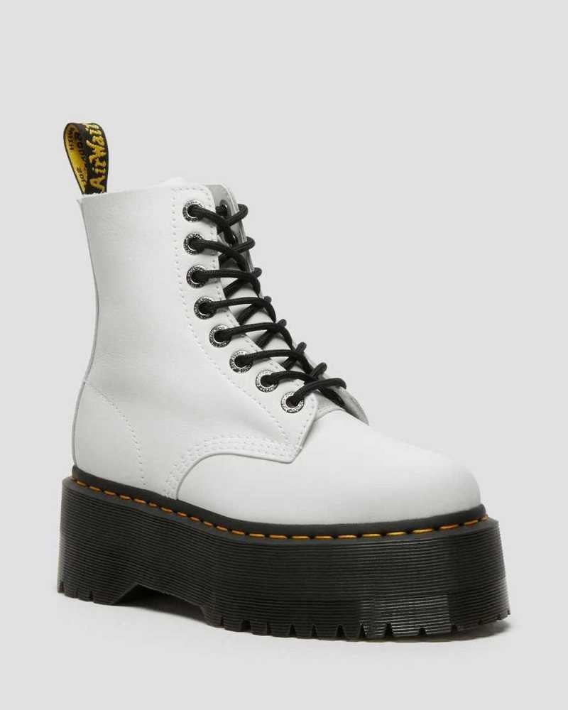 White Dr. Martens 1460 Pascal Max Leather Platform Boots | ARVFE7843