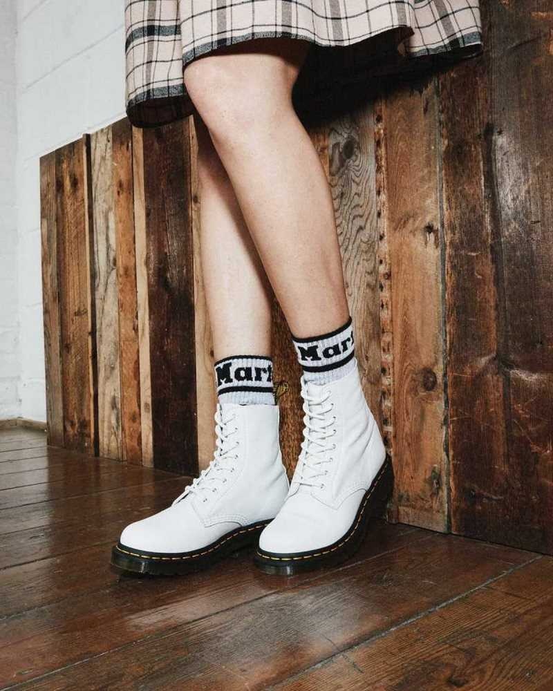 White Dr. Martens 1460 Pascal Virginia Leather Boots | XSRIW7351