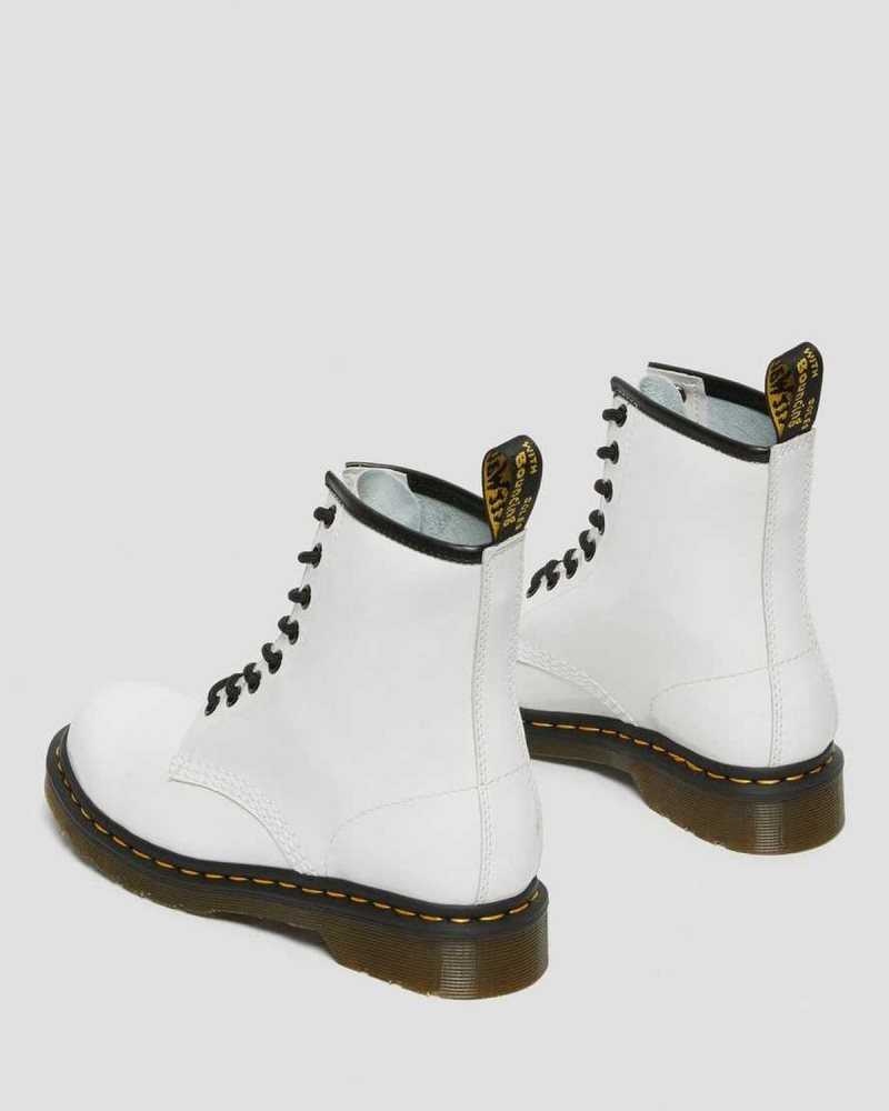 White Dr. Martens 1460 Patent Leather Lace Up Boots | AFZLP7346