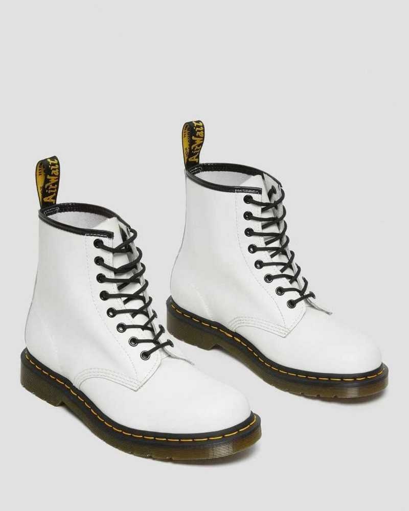 White Dr. Martens 1460 Smooth Leather Lace Up Boots | EQSON2807