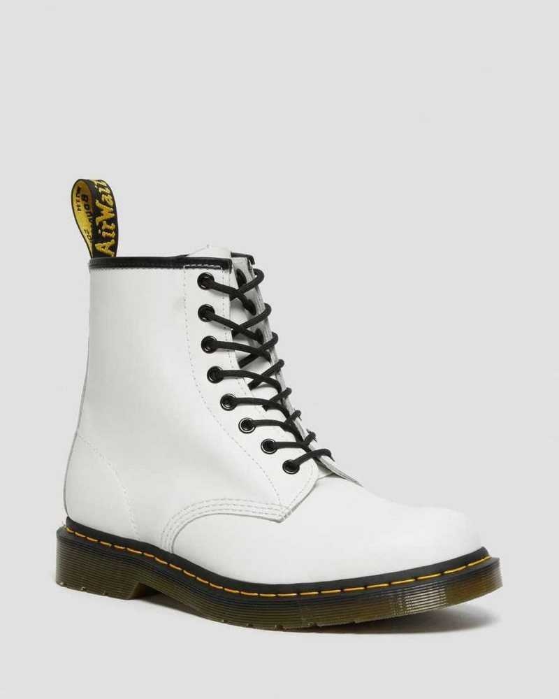 White Dr. Martens 1460 Smooth Leather Lace Up Boots | VHEOZ0713