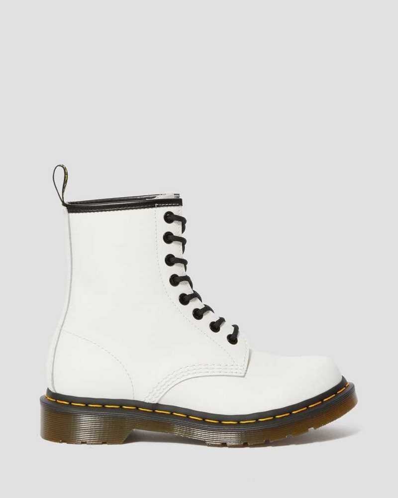 White Dr. Martens 1460 Smooth Leather Lace Up Boots | JXCFH0814