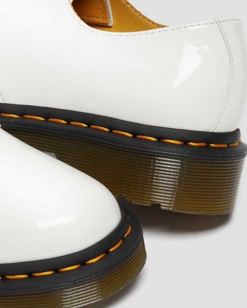 White Dr. Martens 1461 Patent Leather Oxford Shoes | WBHDN1473