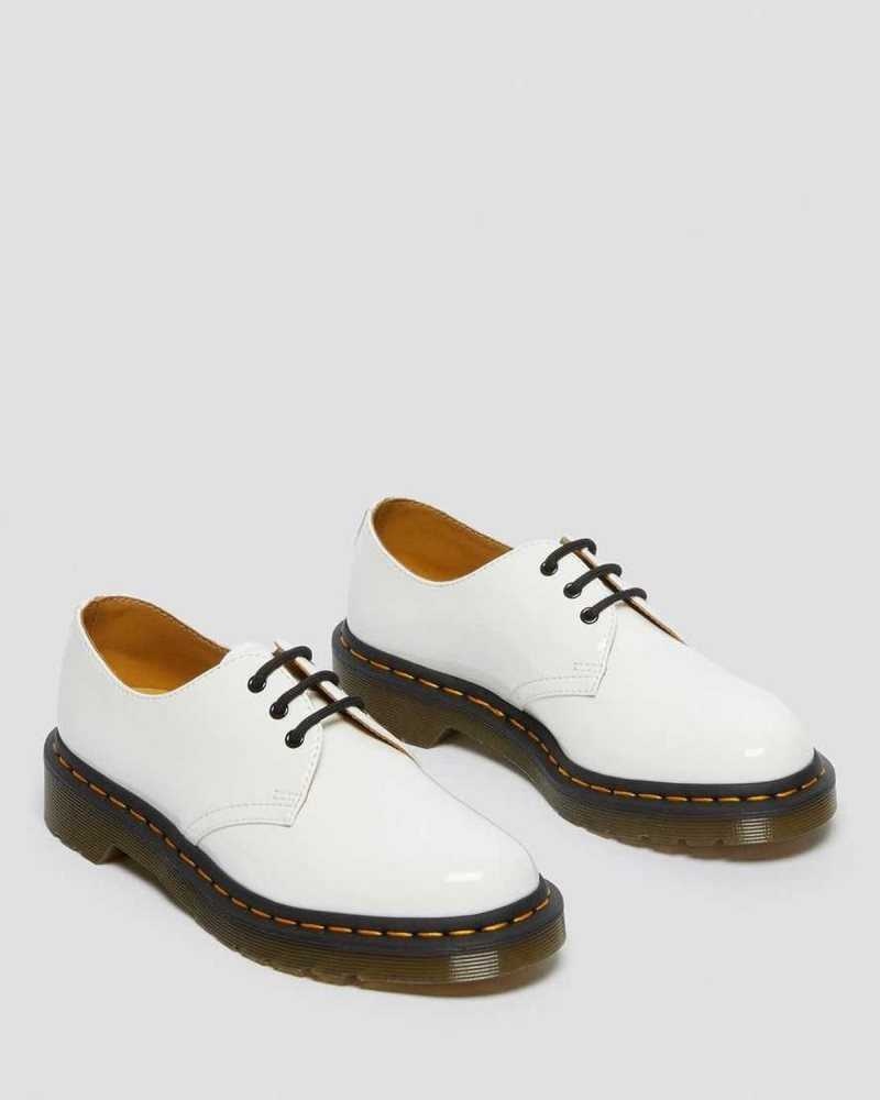 White Dr. Martens 1461 Patent Leather Oxford Shoes | WBHDN1473