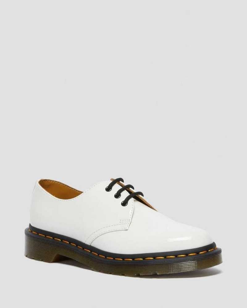 White Dr. Martens 1461 Patent Leather Oxford Shoes | WBHDN1473