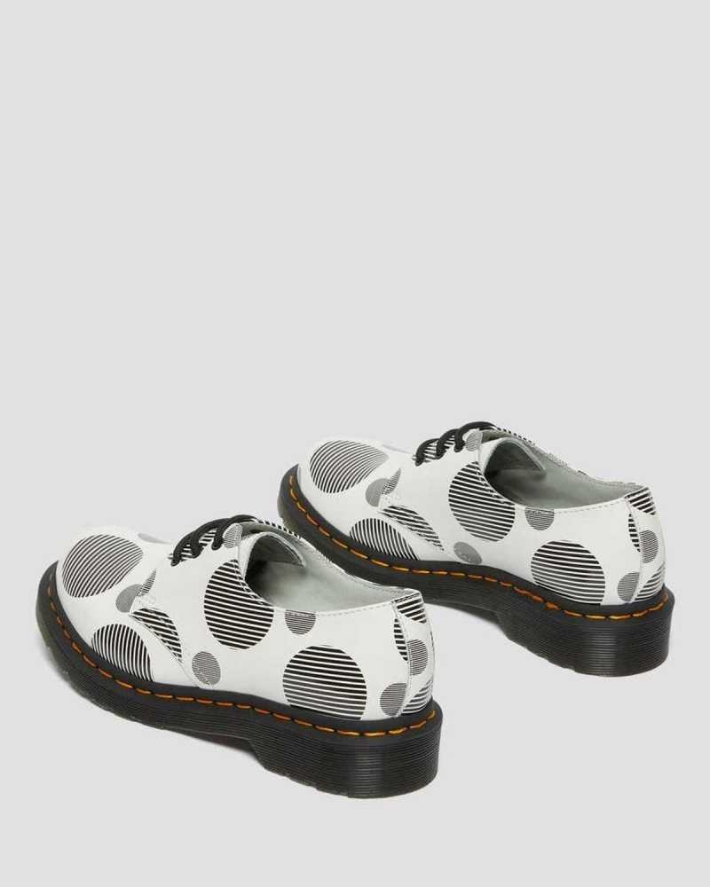 White Dr. Martens 1461 Polka Dot Smooth Leather Oxford Shoes | JLWUE3178