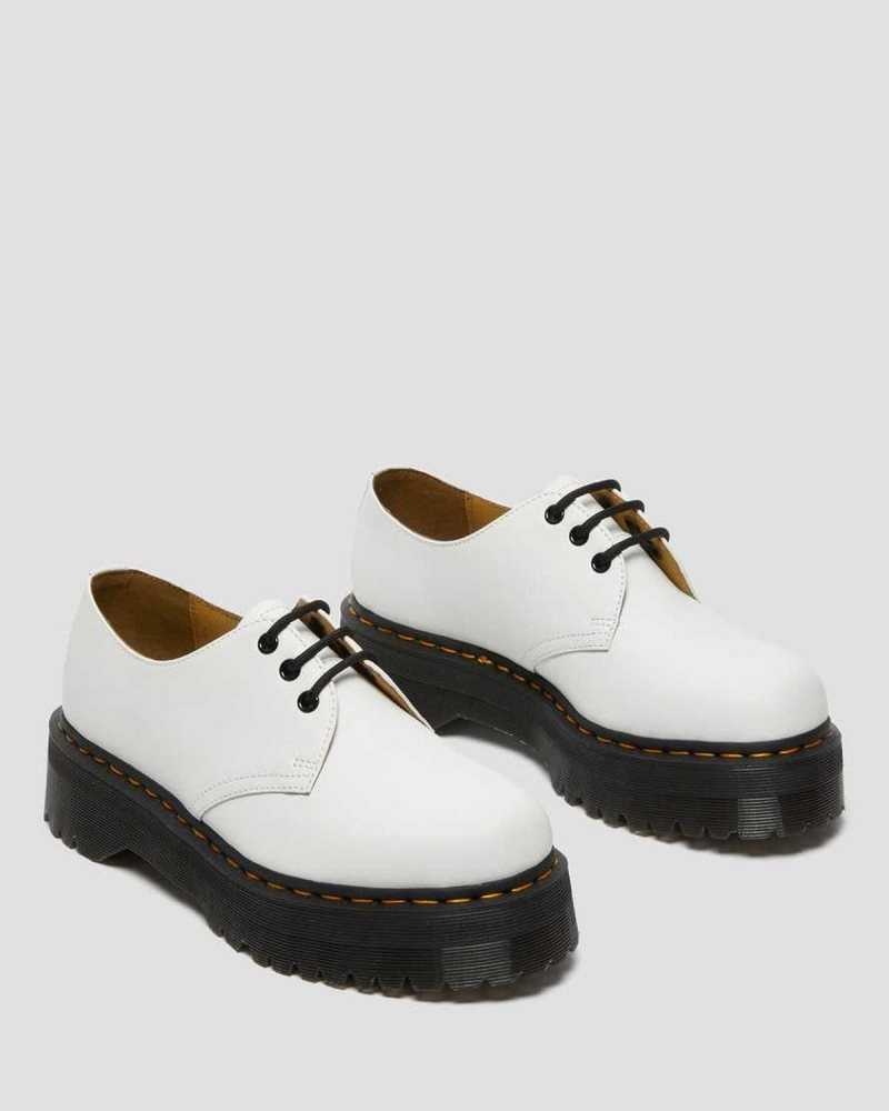 White Dr. Martens 1461 Smooth Leather Platform Shoes | FEDJG0914