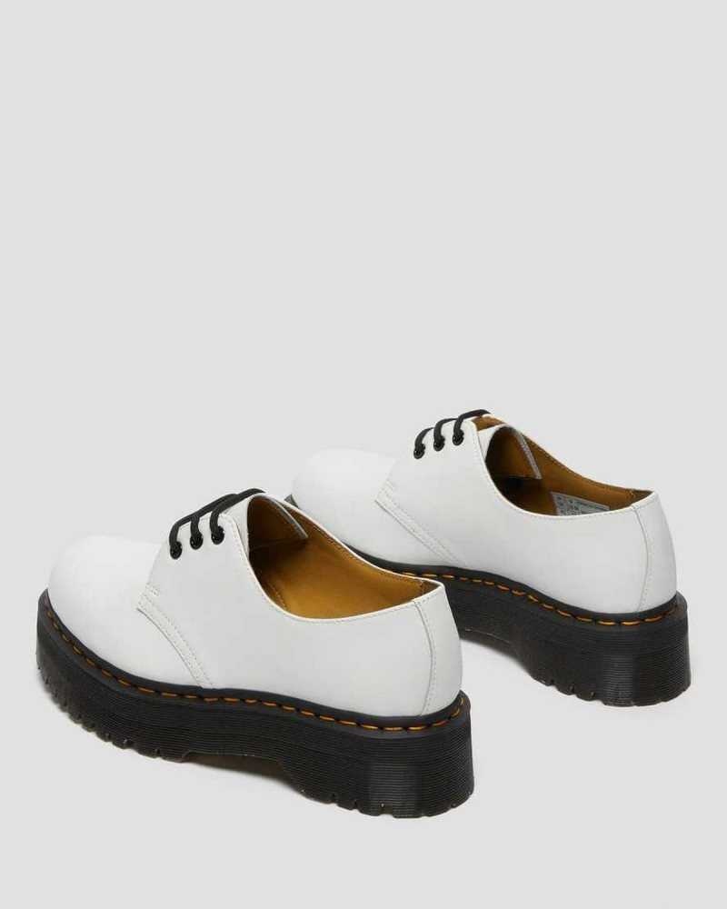 White Dr. Martens 1461 Smooth Leather Platform Shoes | FEDJG0914