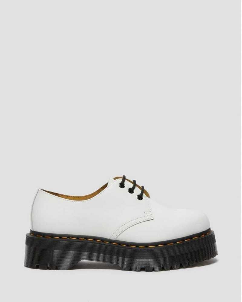 White Dr. Martens 1461 Smooth Leather Platform Shoes | FEDJG0914