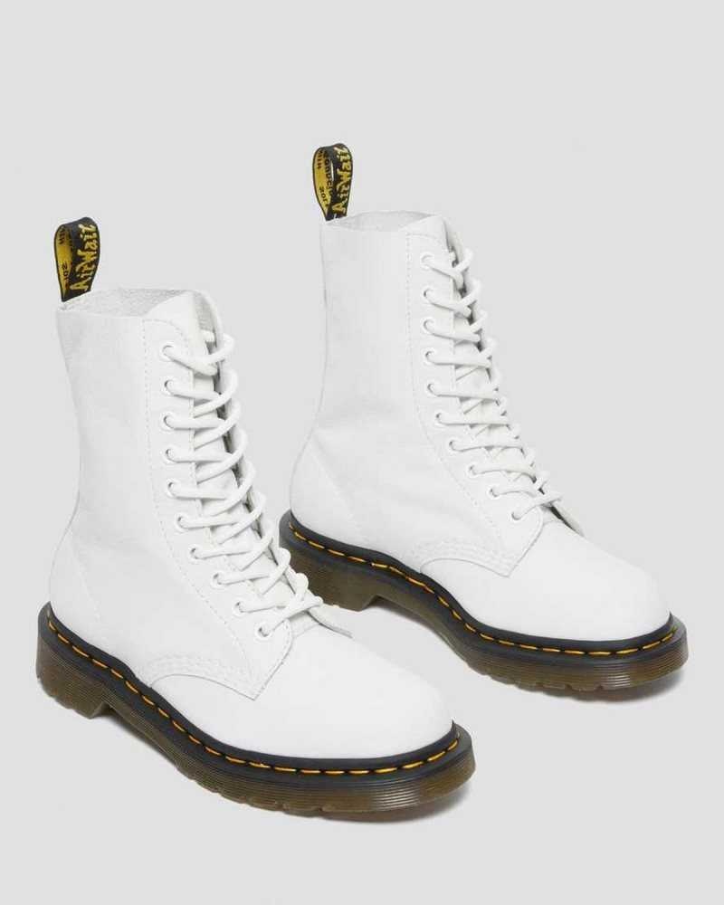 White Dr. Martens 1490 Virginia Leather Mid Calf Boots | KPJNA8402