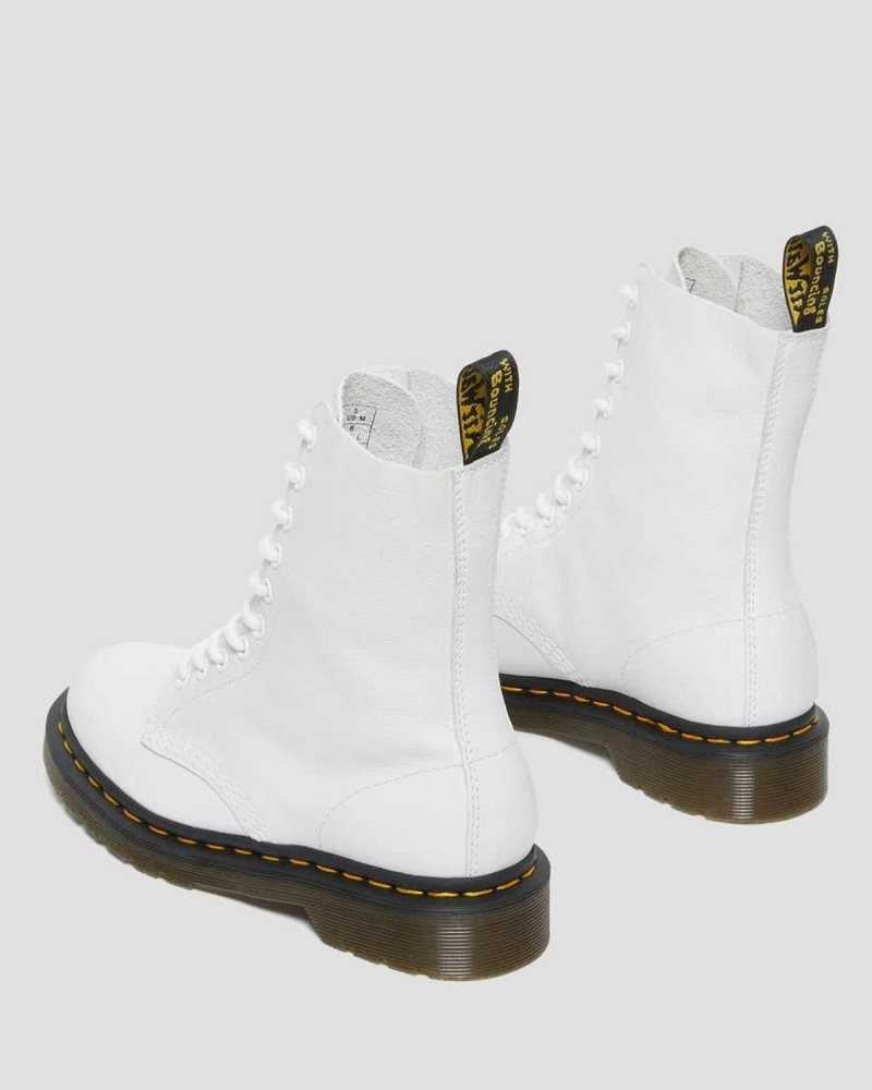 White Dr. Martens 1490 Virginia Leather Mid Calf Boots | KPJNA8402