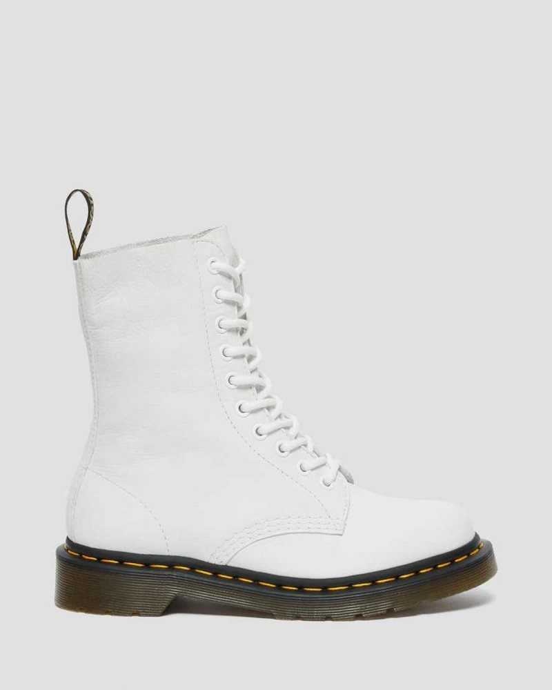 White Dr. Martens 1490 Virginia Leather Mid Calf Boots | KPJNA8402